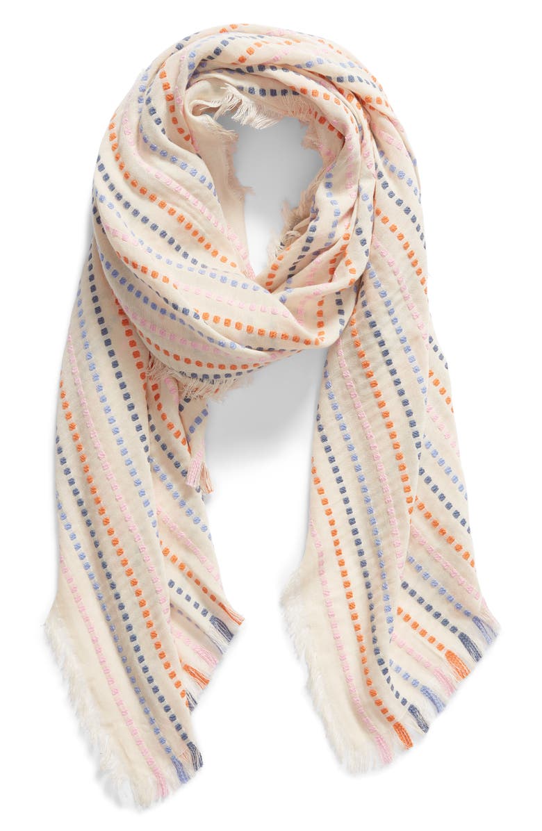 Madewell Stitched Rainbow Stripe Scarf, Alternate, color, 