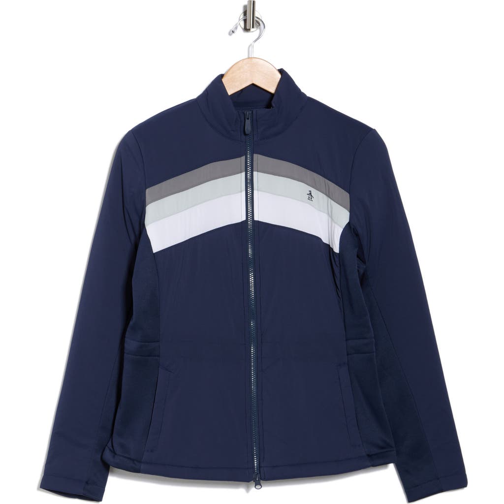 Original Penguin Colorblock Full Zip Jacket In Blue