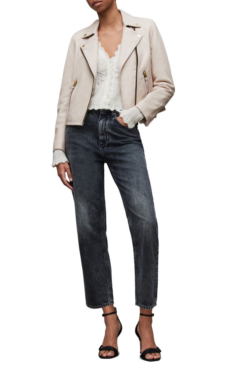 AllSaints Dalby Leather Moto Jacket, Alternate, color, 