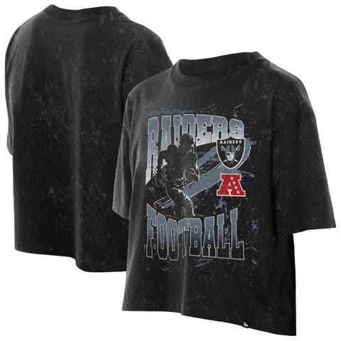 Women's New Era Black Las Vegas Raiders Cropped Boxy Sport Classics Mineral Wash T-Shirt