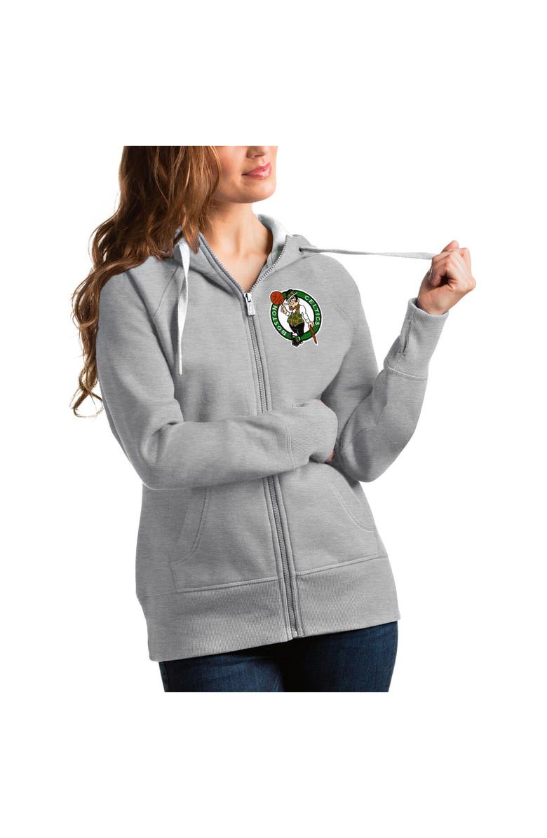 ANTIGUA Women's Antigua Heathered Gray Boston Celtics Victory Full-Zip Hoodie, Main, color, Heather Gray