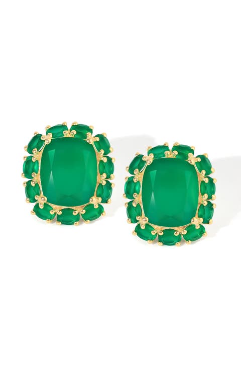 Green Onyx Stud Earrings