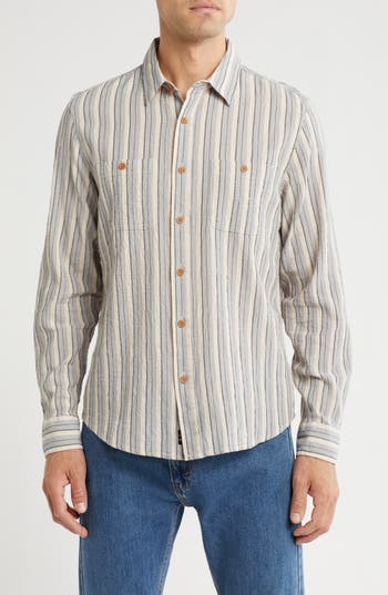 Lucky Brand Mason Long Sleeve Stretch Cotton Button-up Work Shirt In Gray
