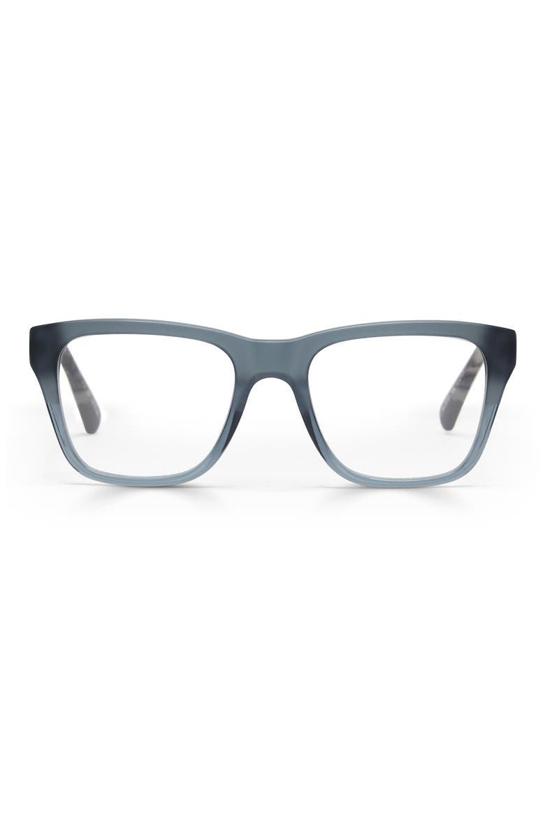 Kvetcher 53mm Square Reading Glasses, Main, color, TRANSPARENT GREY TEAL