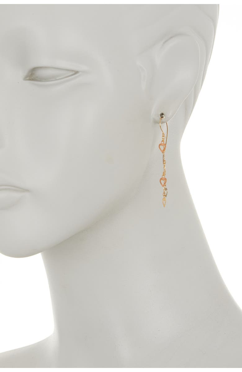 KARAT RUSH 14K Tricolor Gold Heart Drop Earrings, Alternate, color, 
