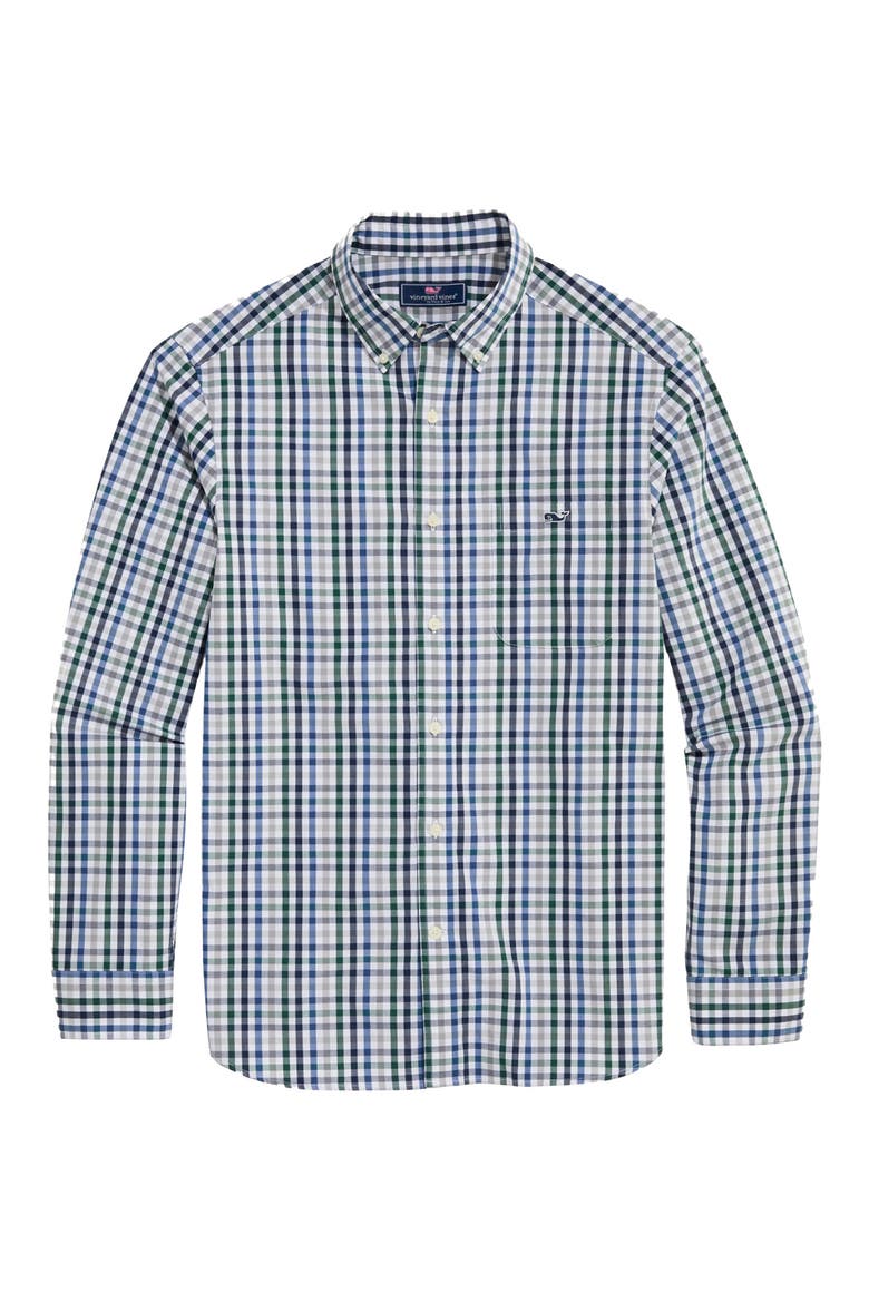 Classic Fit Tattersall Poplin Button-Down Shirt, Main, color, CHARLESTON GREEN PLD