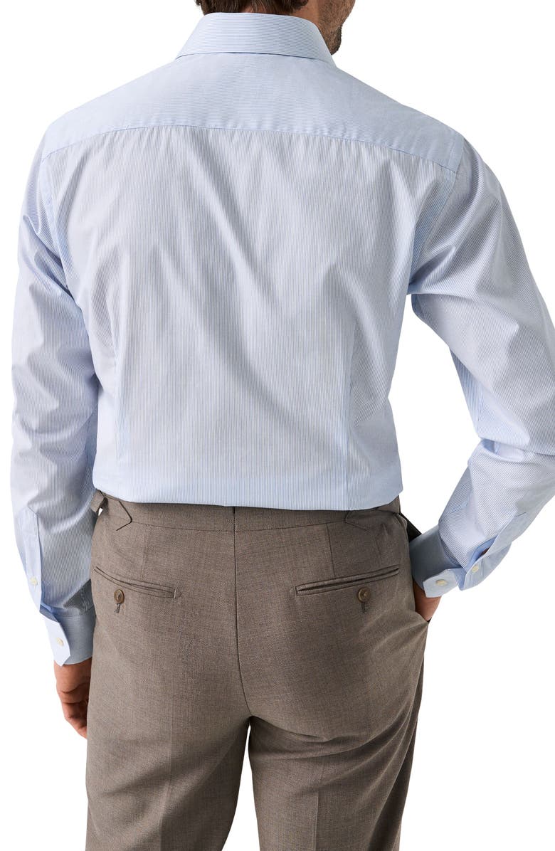 Eton Contemporary Fit Pinstripe Cotton Twill Dress Shirt, Alternate, color, Light Blue
