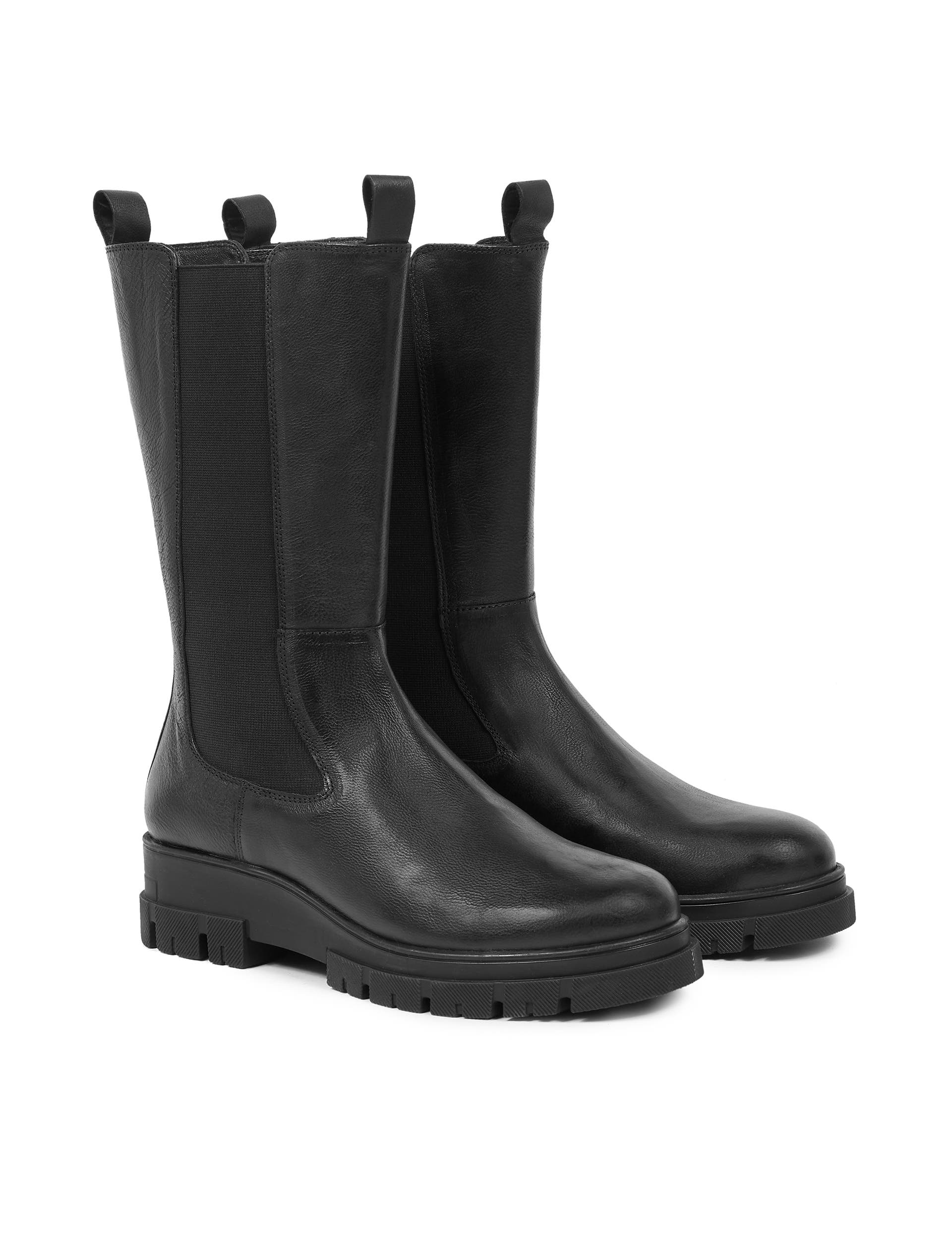 Celtic & Co. Chunky Tall Chelsea Boot, Alternate, color, Black Leather