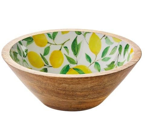 Mango Wood Lacquered Small Serving Bowl, 8" X 3"