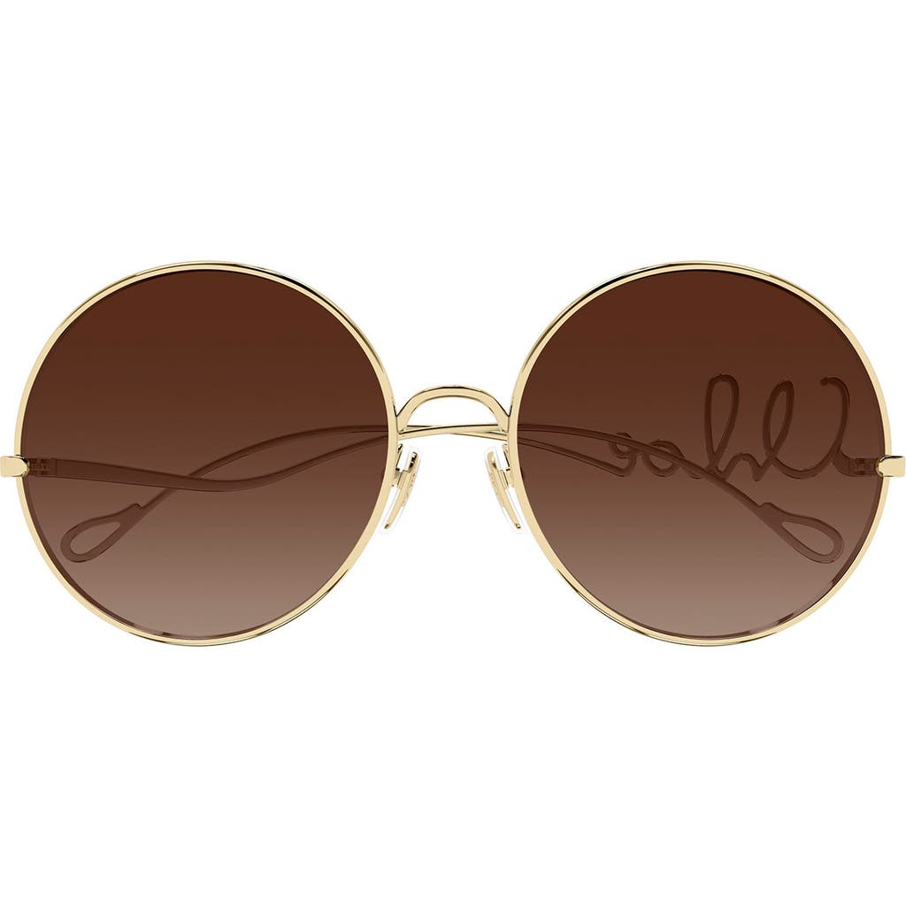 Chloé Iconic Round Metal Sunglasses In Gold