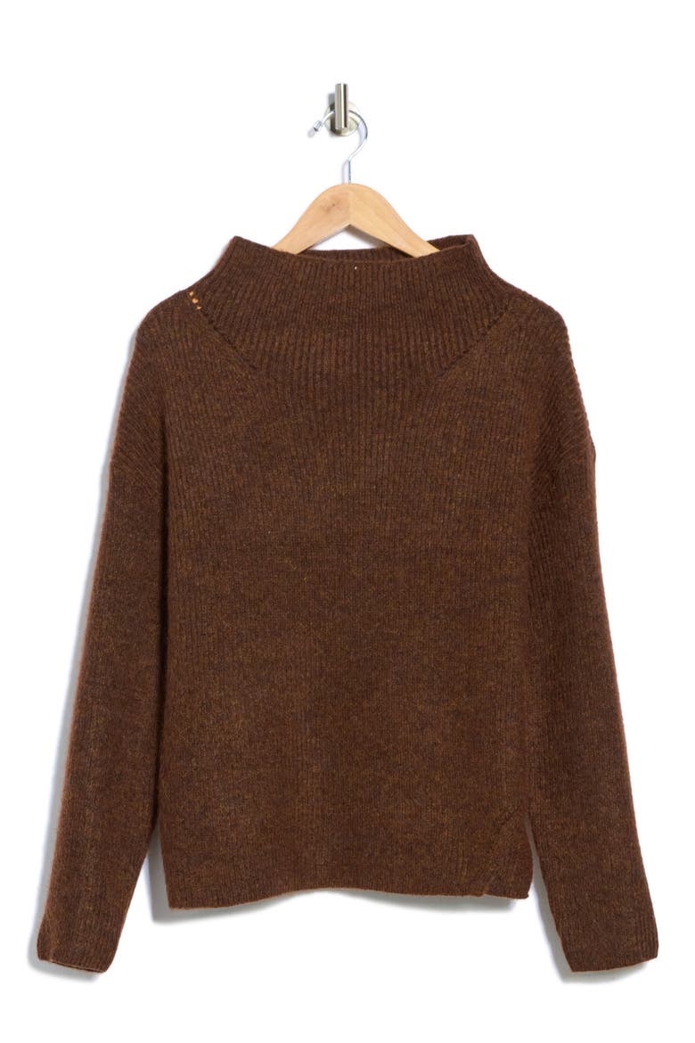 Cowl Neck Sweater, Alternate, color, BROWN MELANGE