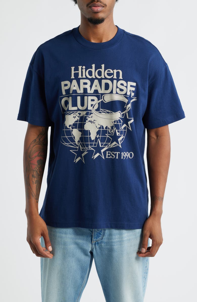 The Forecast Agency Hidden Paradise Cotton Graphic T-Shirt, Main, color, Navy
