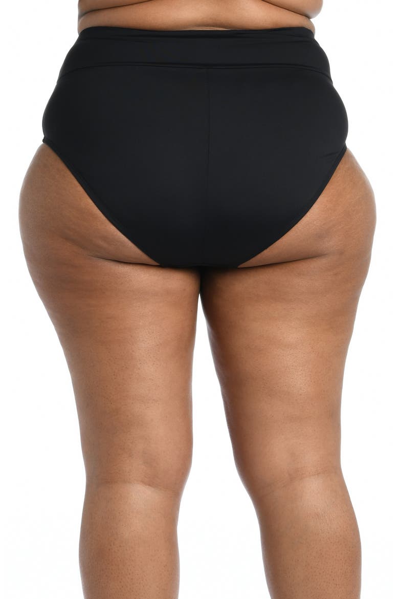 Island Goddess High Waist Bikini Bottoms, Alternate, color, BLACK