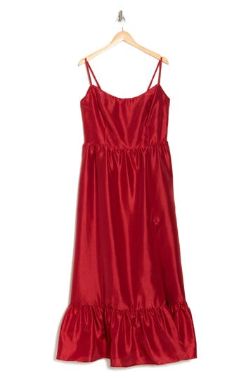 Shop Hutch Flounce Hem Organza Gown In Brick