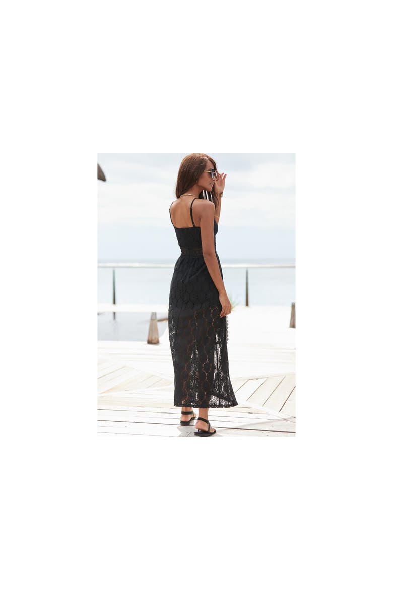 Women's Lace Maxi Overlay Romper, Alternate, color, Black