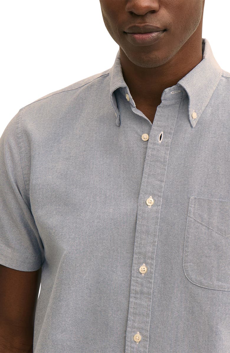 Brooks Brothers Friday Regular Fit Short Sleeve Cotton Oxford Button-Down Shirt, Alternate, color, Solid Blue