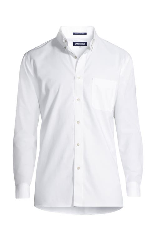 Lands' End Big And Tall Traditional Fit Pattern No Iron Supima Oxford Dress Shirt In White