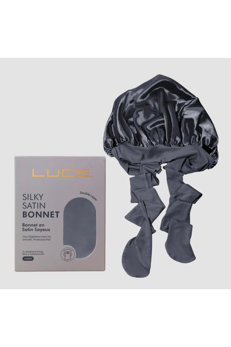 Satin Night Bonnet, Main, color, DARK GREY