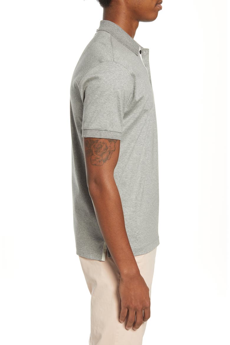Interlock Slim Fit Heathered Polo Shirt, Alternate, color, GREY HEATHER