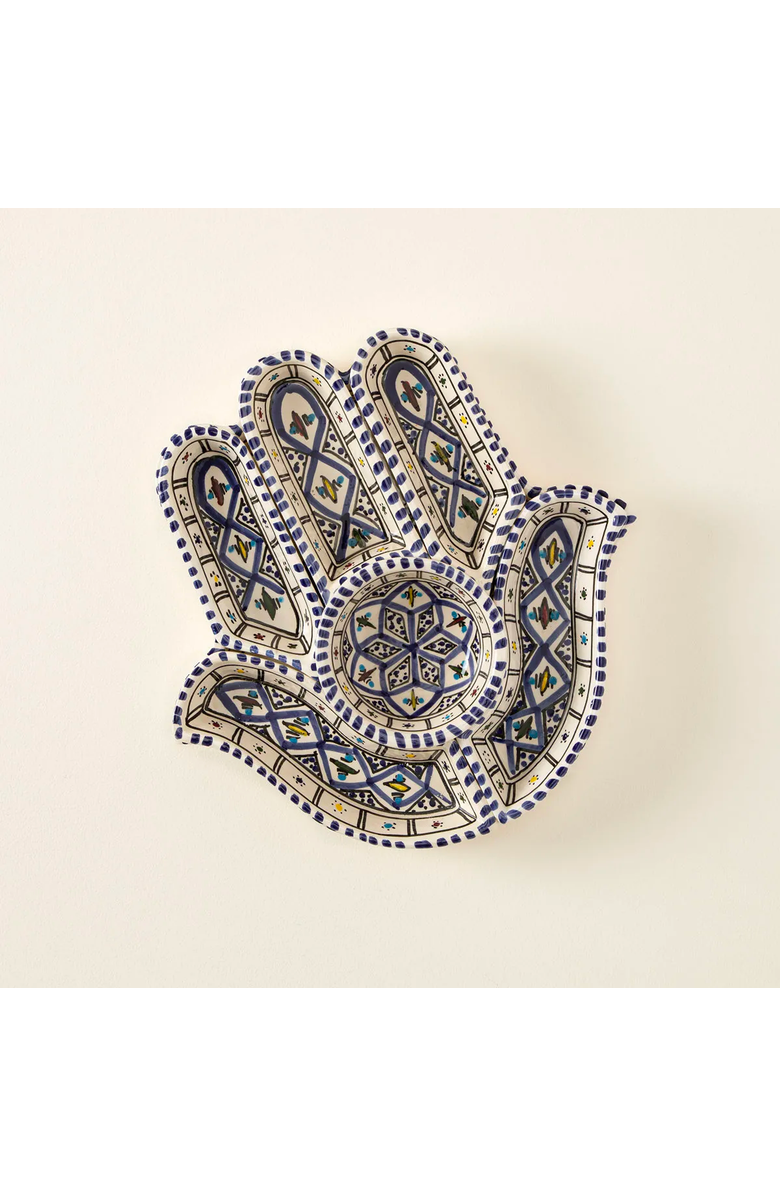 Uncommon Goods Hamsa Mezze Server by Kamsah, Alternate, color, Blue Hand-Painted