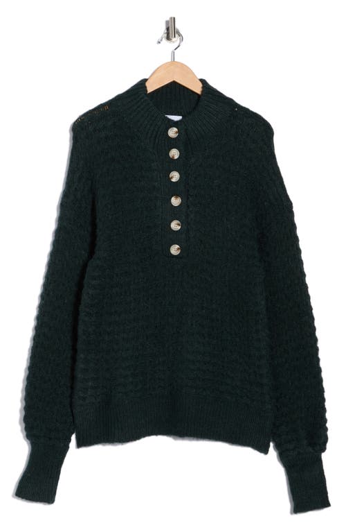 Frnch Rym Half Button Sweater In Green