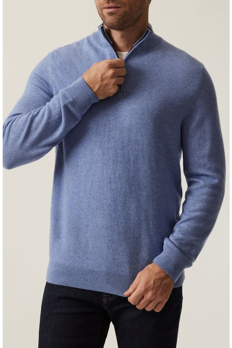 Cashmere, Silk & Wool Quarter Zip Sweater, Main, color, SKIPPER BLUE