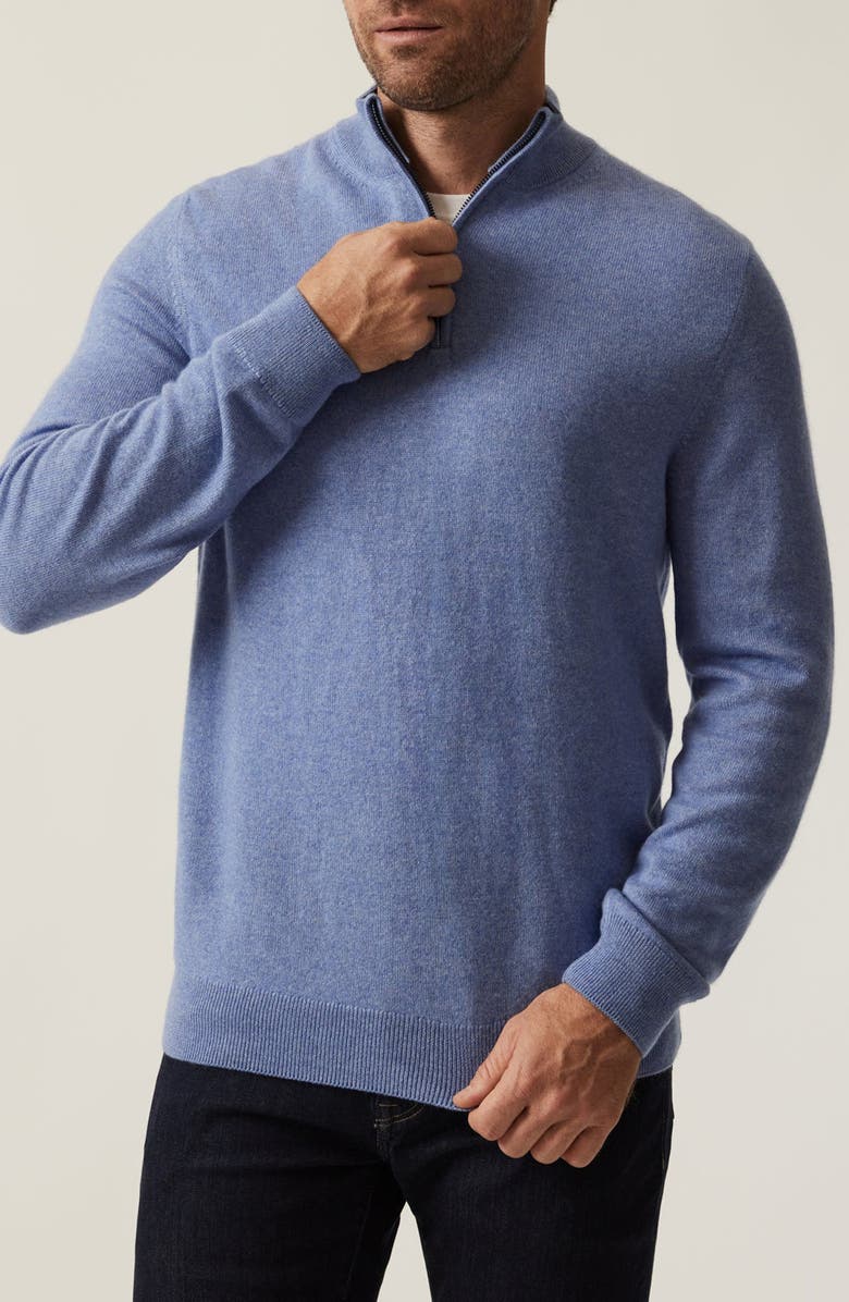 34 Heritage Cashmere, Silk 
Wool Quarter Zip Sweater, Main, color, Skipper Blue