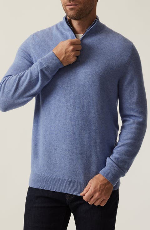 Cashmere, Silk 
Wool Quarter Zip Sweater