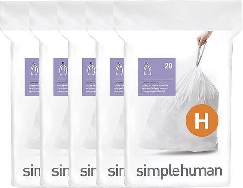 Simplehuman Code H Custom Fit Liners With Quick Dispense Packs In White