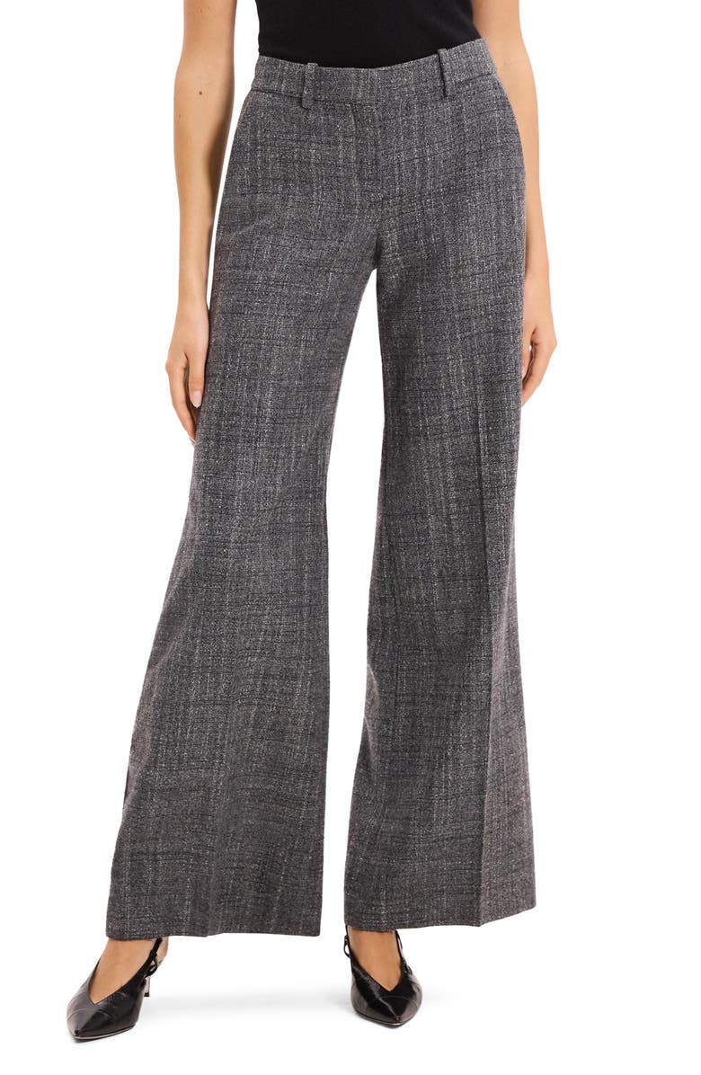 Theory Crosshatch Wool Blend Pants, Main, color, Charcoal Multi