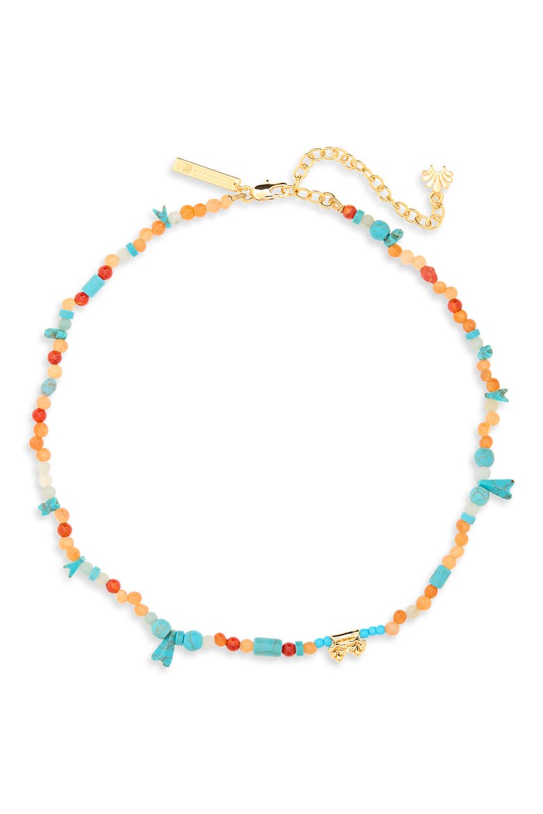 x The Met Thebes Beaded Necklace, Main, color, SUNSET FAIENCE