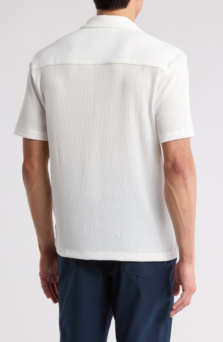 DENIM AND FLOWER Textured Knit Camp Shirt, Alternate, color, Off White