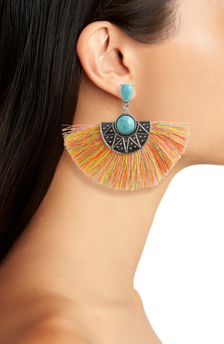 BP. Metal Disc Fan Earrings, Alternate, color, 