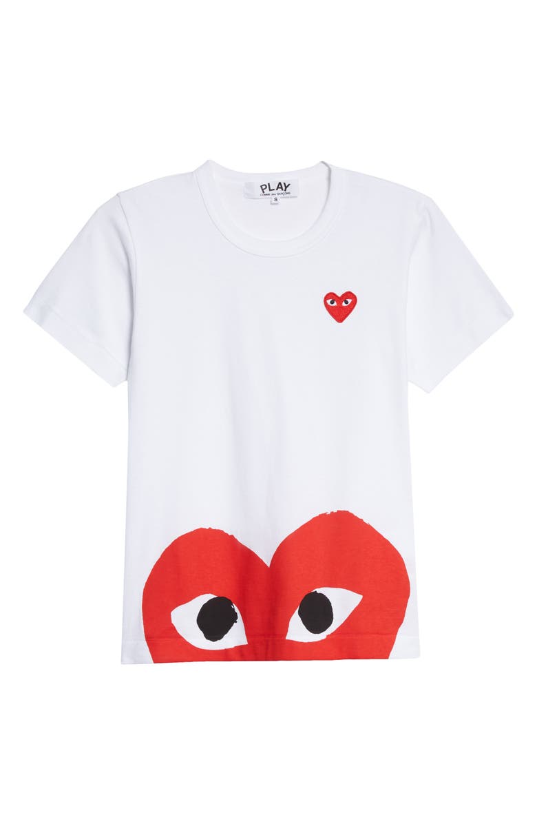 Comme des Garçons PLAY Peek Heart Graphic Tee, Alternate, color,