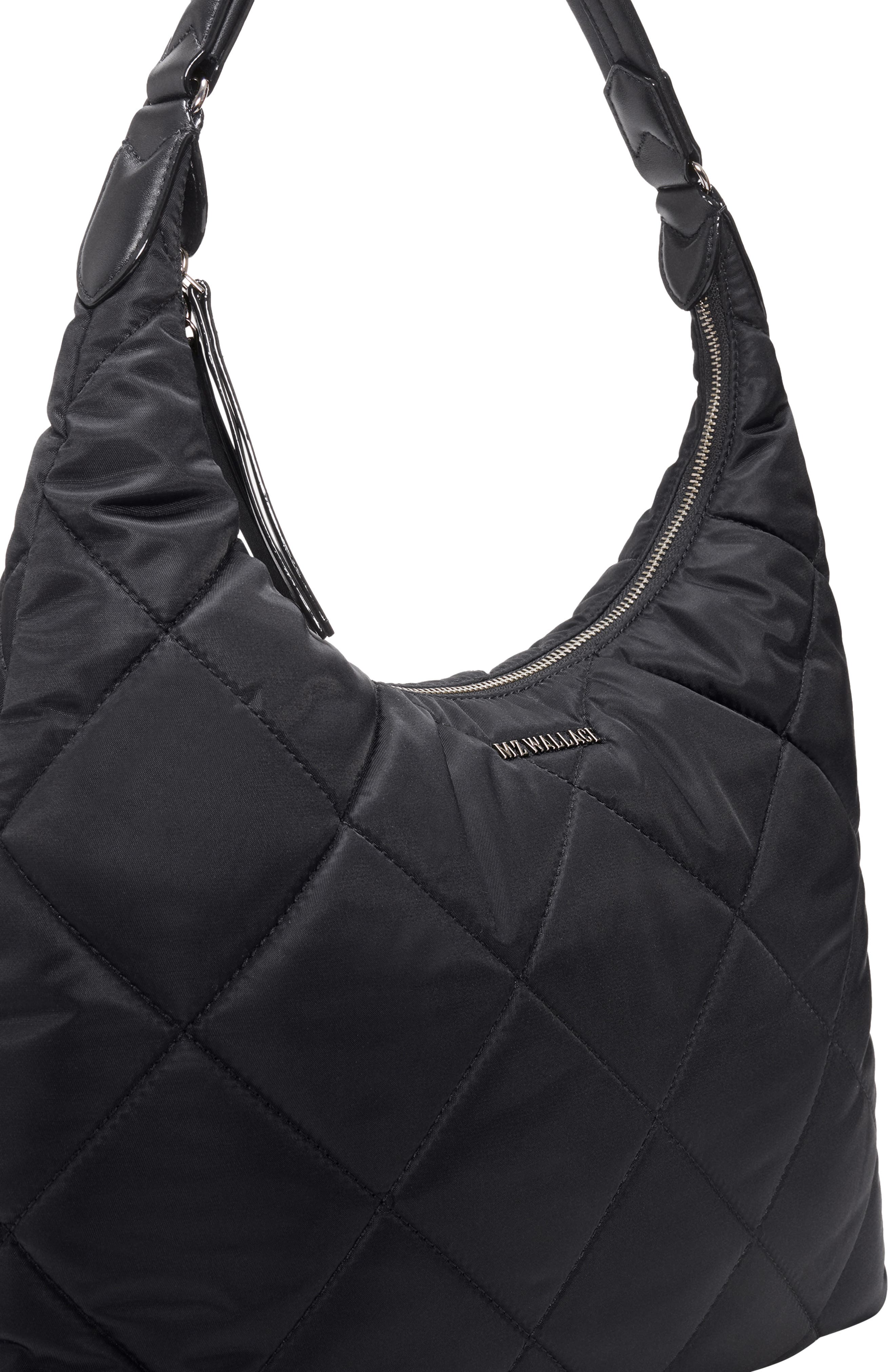 MZ Wallace Madison Quilted Nylon Shoulder Bag, Alternate, color, Black