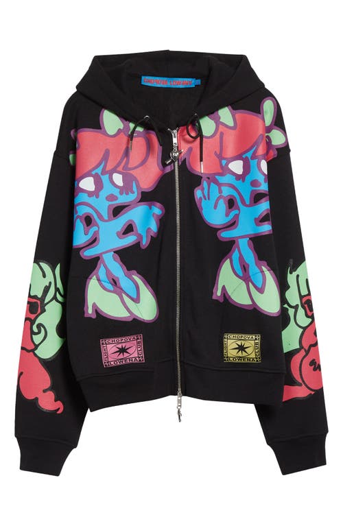 Chopova Lowena The Girls Recycled Cotton Blend Zip Hoodie In Black