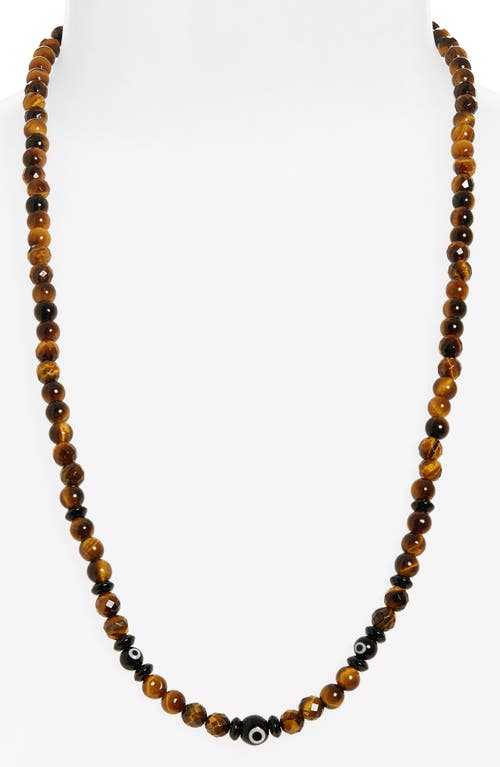 Caputo & Co . Evil Eye Beaded Necklace In Tiger Eye