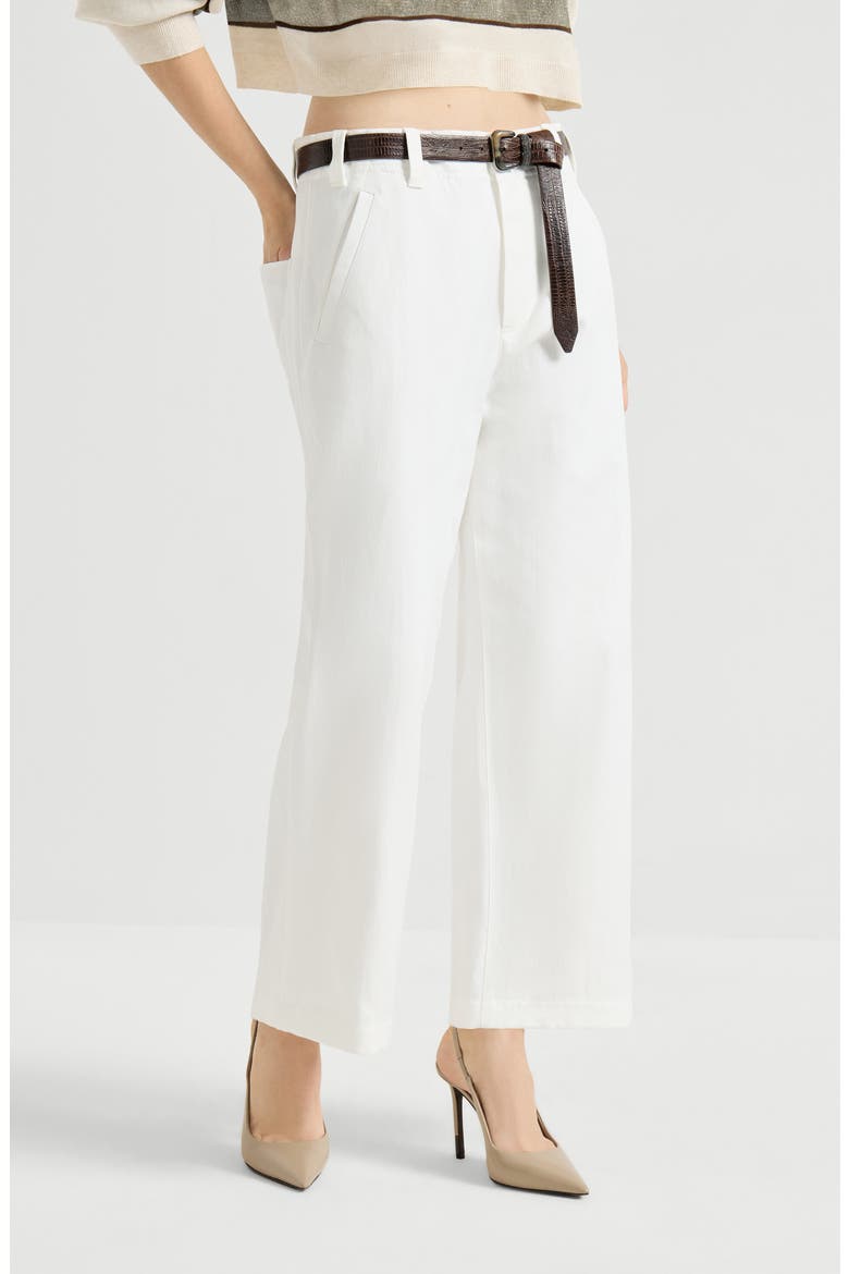 Chino Crop trousers, Main, color, White