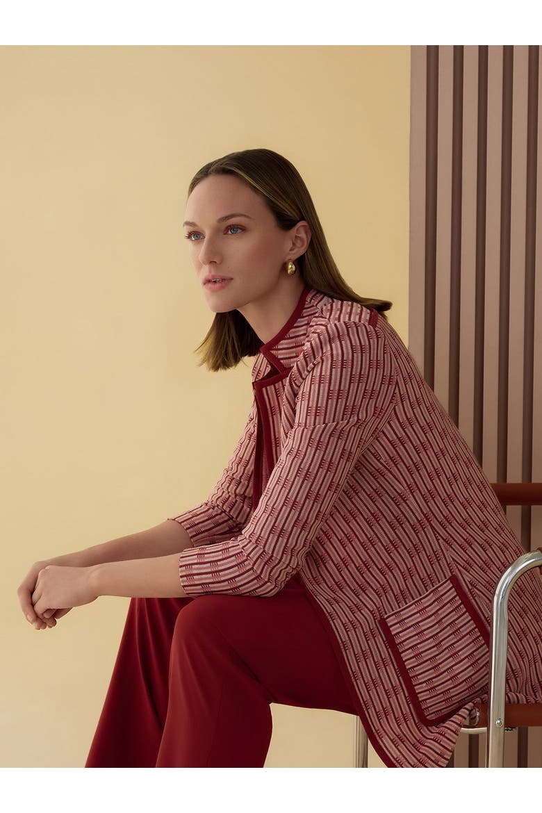 Heritage Contrast Trim Knit Jacket, Alternate, color, Honey Suckle/Russet/Biscotti