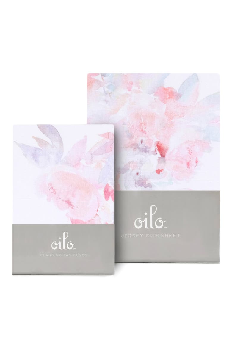 Prim Changing Pad Cover & Jersey Crib Sheet Set, Main, color, BLUSH
