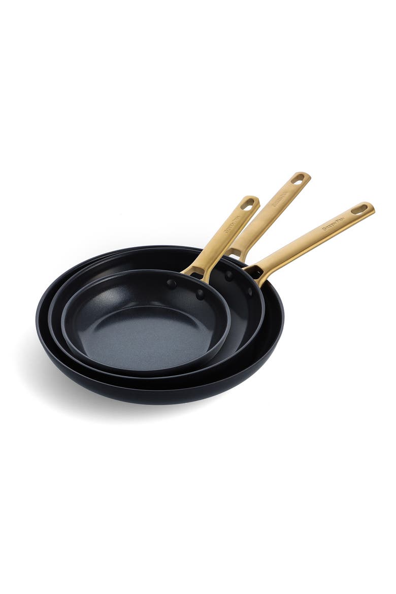 Reserve Set of 3 Ceramic Nonstick Frying Pans (Nordstrom Exclusive), Main, color, BLACK