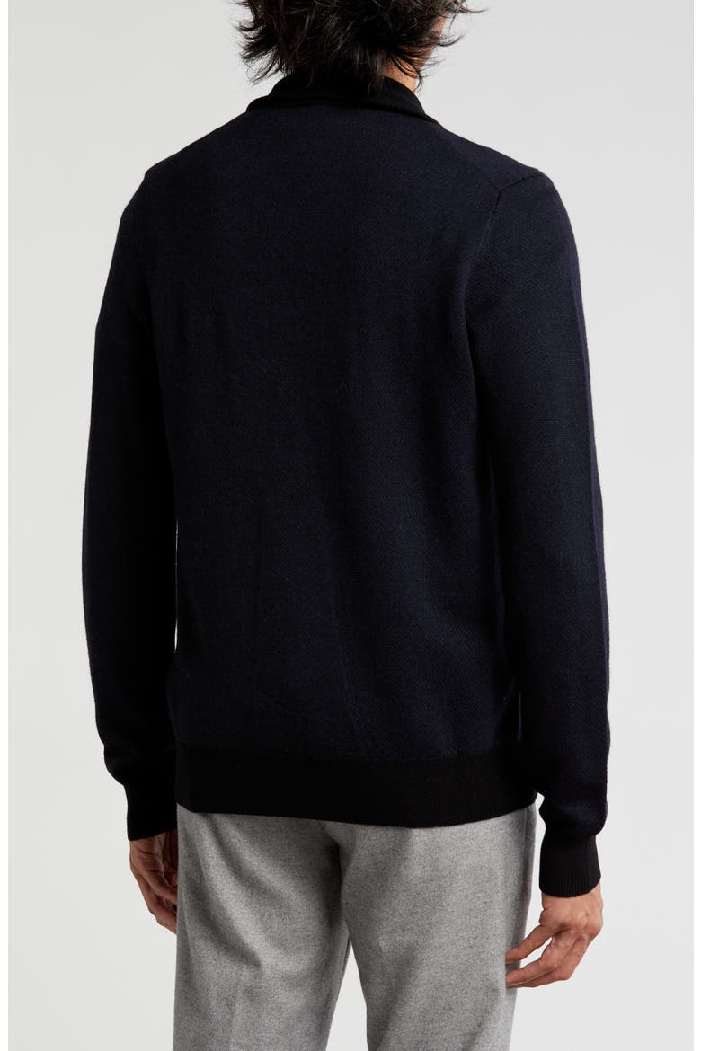 Merino Wool Two-Tone Twill Quarter-Zip Pullover, Alternate, color, BLACK CHARCOAL