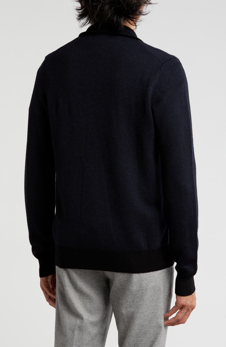 Bruno Magli Merino Wool Two-Tone Twill Quarter-Zip Pullover, Alternate, color, 