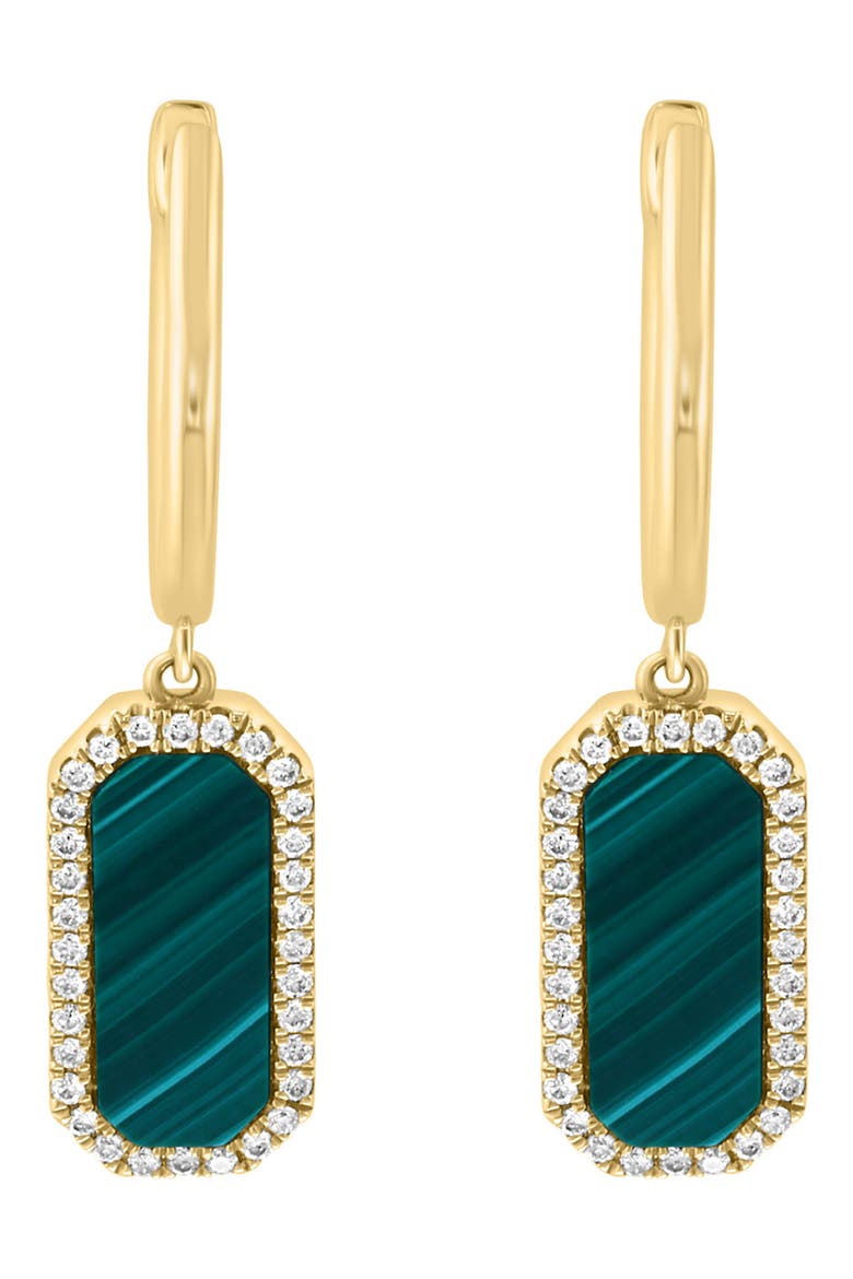 Malachite & Diamond Drop Earrings, Alternate, color, GREEN