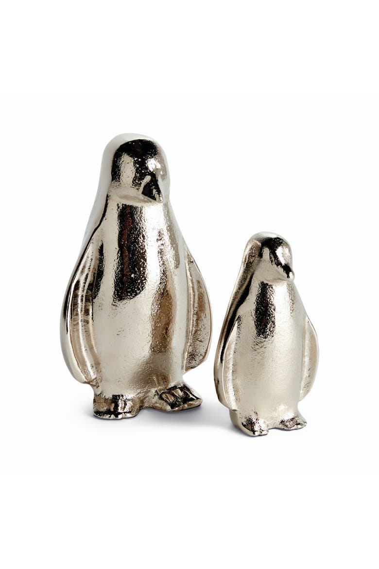 Penguin Pair - Silver Aluminum Sculptures, Set of 2, Main, color, Silver