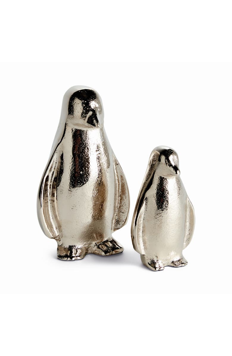 Napa Home & Garden Penguin Pair - Silver Aluminum Sculptures, Set of 2, Main, color, 