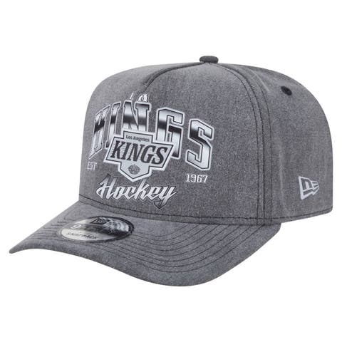 Men's New Era  Charcoal Los Angeles Kings Throwback Washed A-Frame Pre-Curved 9FIFTY Snapback Hat