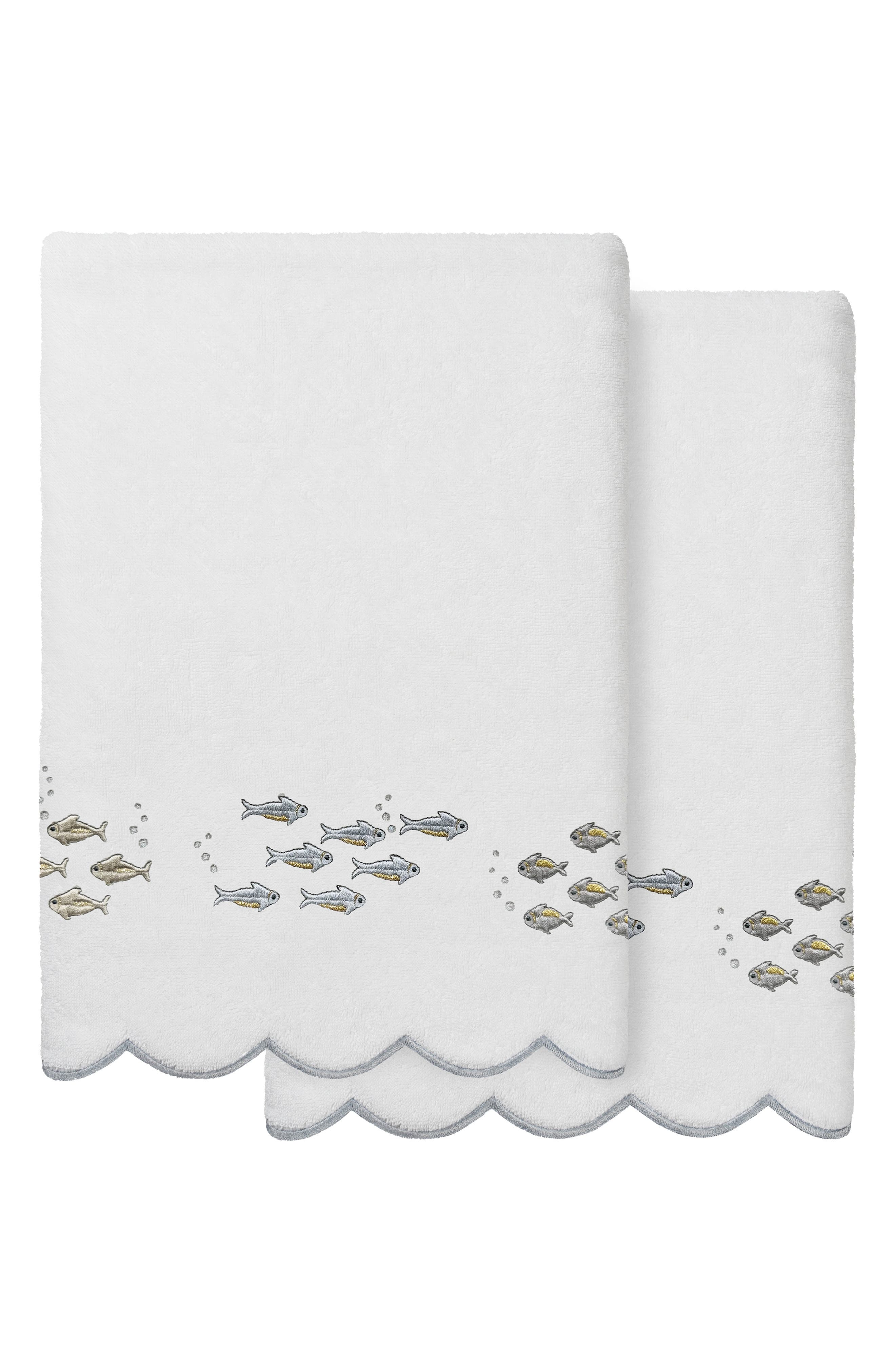2-Piece Fish School Turkish Cotton Bath Towel Set