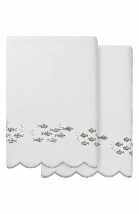 2-Piece Fish School Turkish Cotton Bath Towel Set