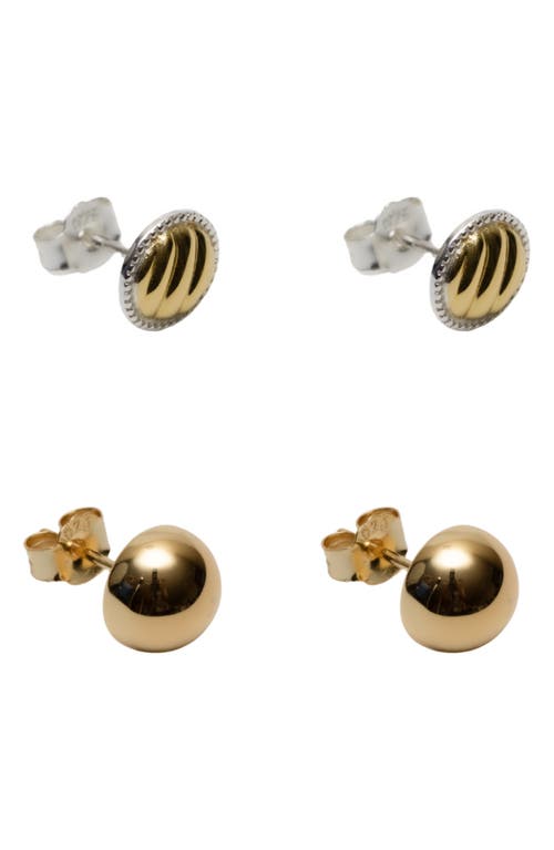 Argento Vivo Sterling Silver Set Of 2 Post Earrings In Gold